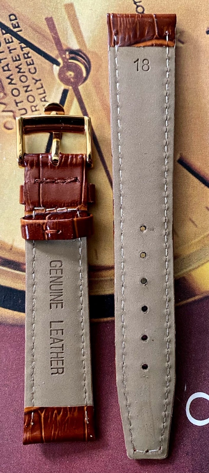 OMEGA Constellation Model 16mm Logo Buckle 18mm Cognac Color Croco Leather