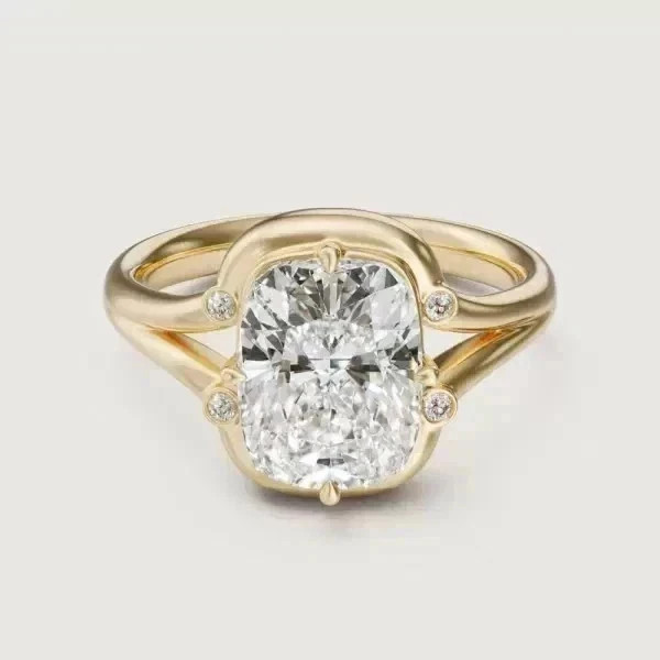 4.00 Ct Cushion Cut Diamond Wedding Ring 14K Yellow Gold Size 7