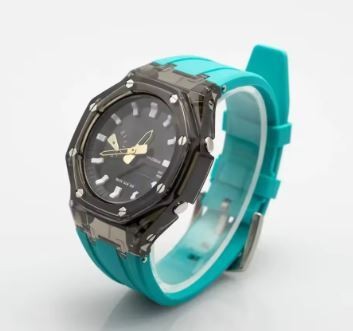 [Unused] G-SHOCK GA-2100 GA-2110 GA-B2100 Clear black bezel Light blue belt set