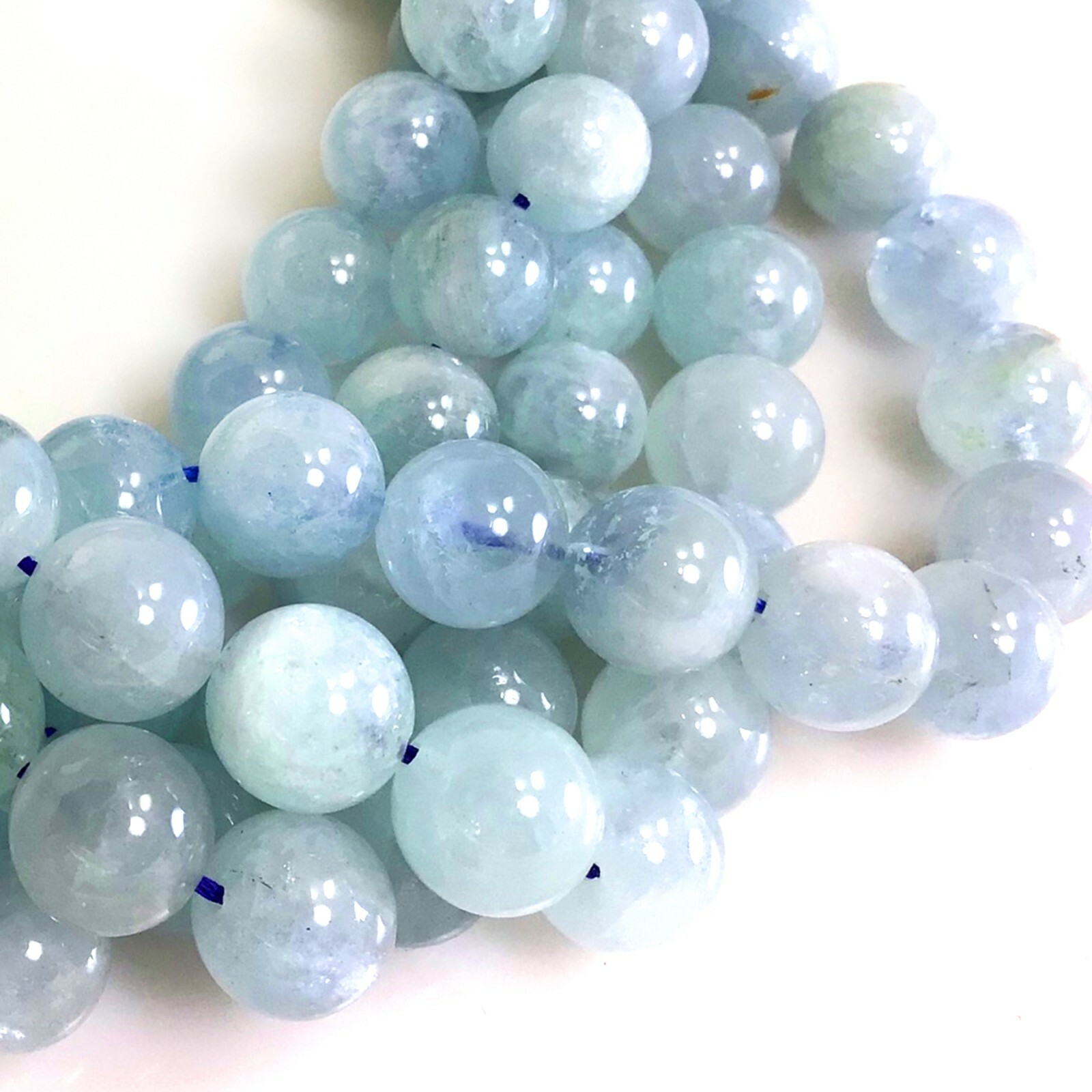 High Quality Natural Aquamarine Round Loose Beads 15″ strand 4mm 6mm 8mm 10 12mm