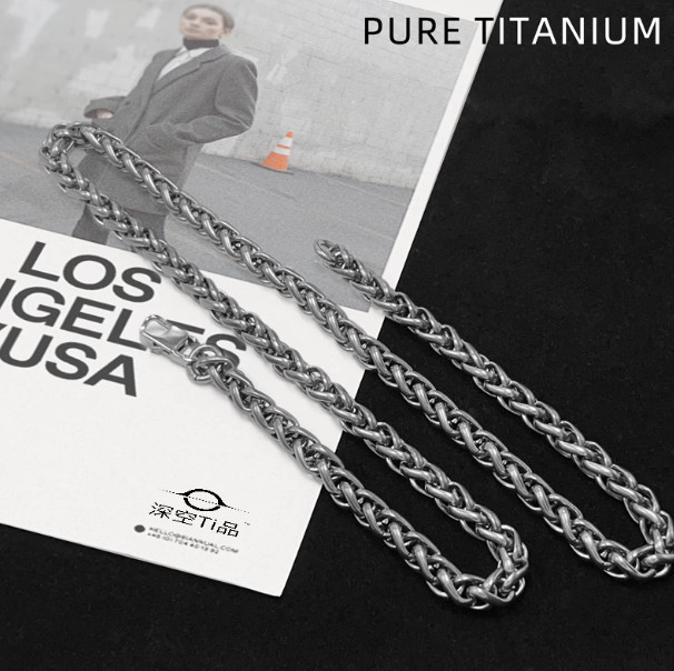 Pure Titanium Braided Necklace 3mm Wheat Chain Hypoallergenic Non Fade Men Women