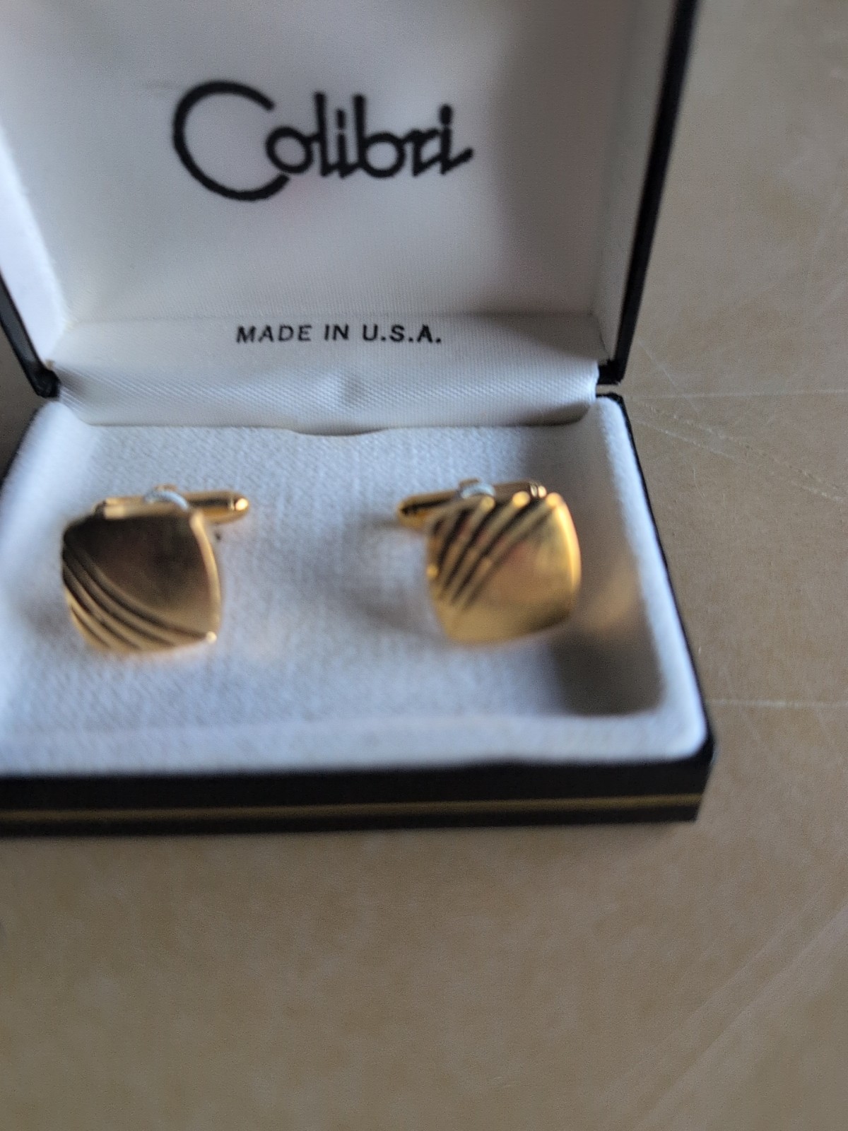 Cufflinks Colibri Black & Goldtone Gold Tone Made In USA NIB FAST FREE SHIPPING