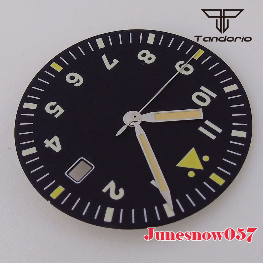 Fit Japan NH35 NH36 movement 33.5mm Sterile Black Watch Dial Orange Hand Set