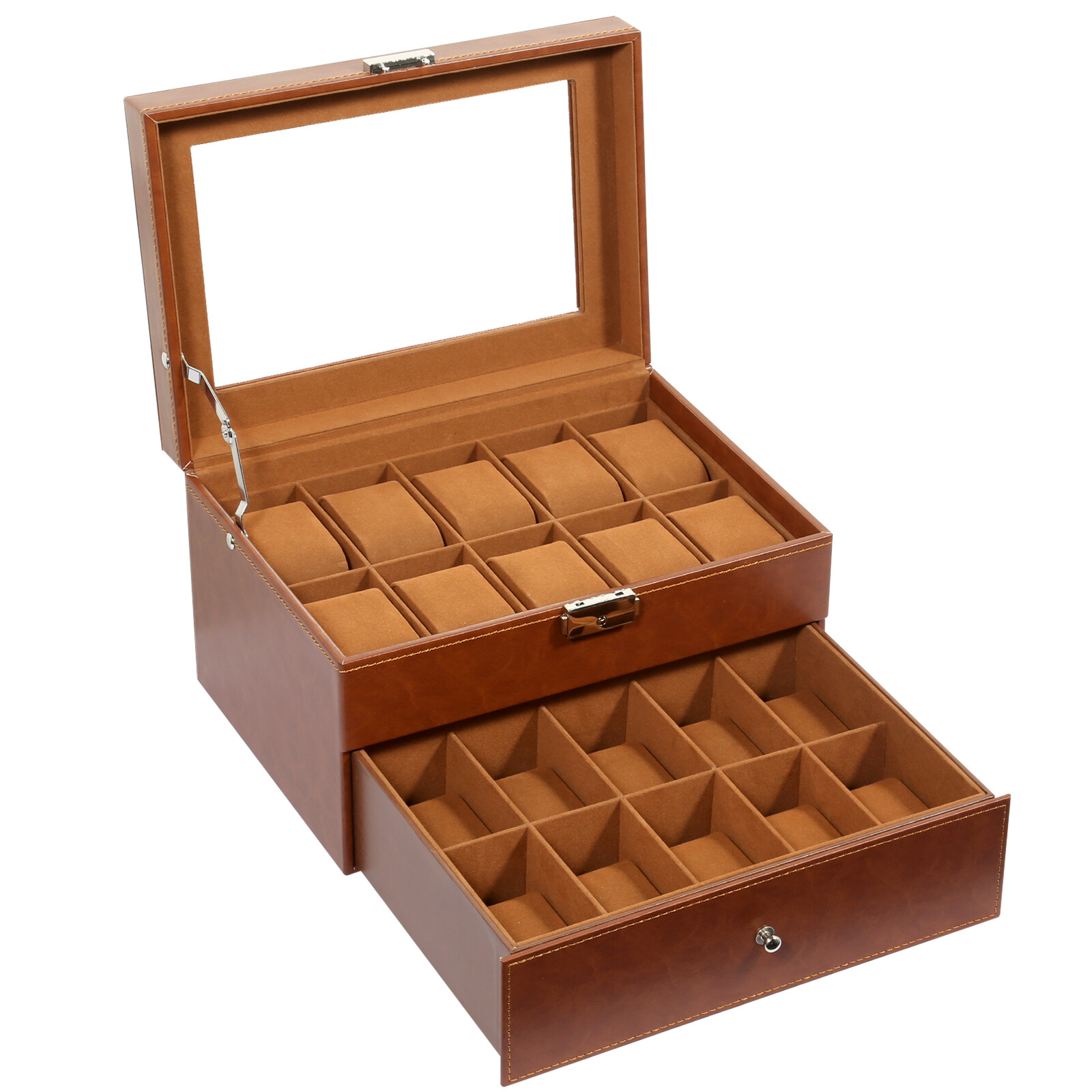 20 Slots Watch Box Watch Case PU Leather Jewelry Storage Display Case Gift