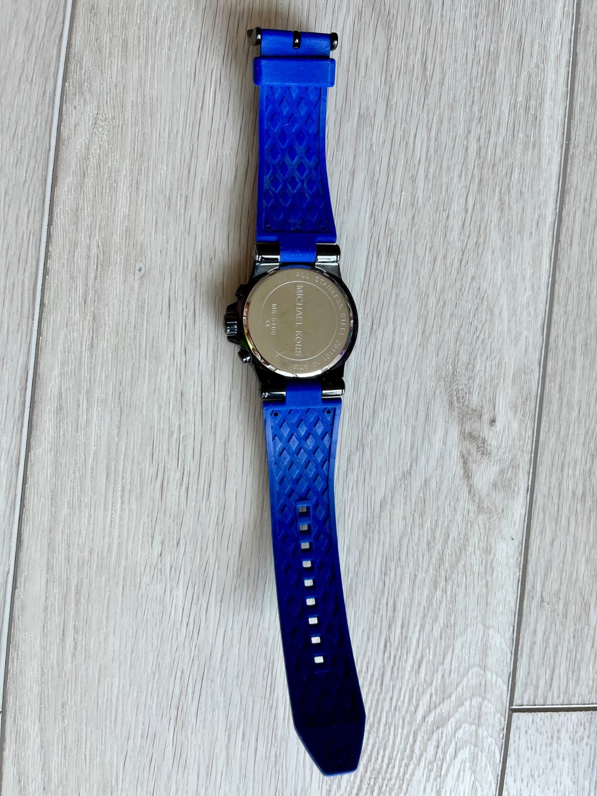 Preowned Michael Kors classic chronograph watch MK5466 with blue silicon strap