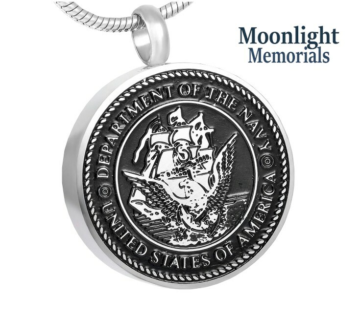 New United States Navy Cremation Urn Keepsake Ashes Memorial Necklace