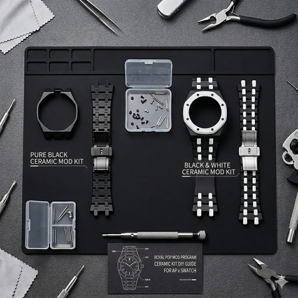 Bioceramic Case Ceramic Band ROYALPOP SWATCH x AP Collab Watch Mod Kit