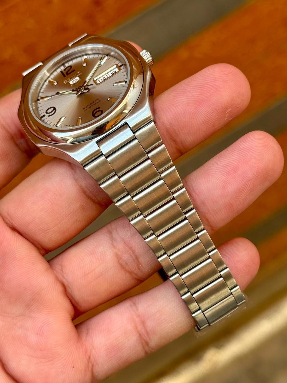 Seiko 5 SNKK55 Automatic Grey Day-Date Stainless Steel Men’s Watch