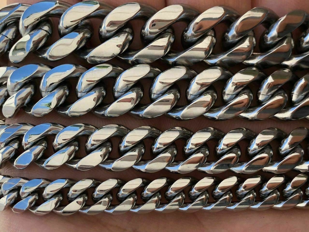 Men’s Miami Cuban Link Chain Solid Stainless Steel 4-18mm