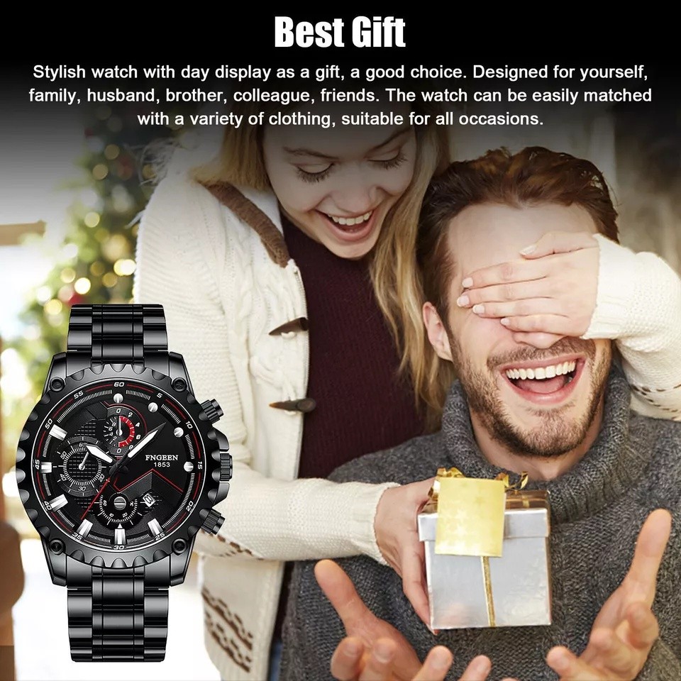 Waterproof Men’s Watch Classic Stainless Steel Quartz Luminous Luxury Wristwatch