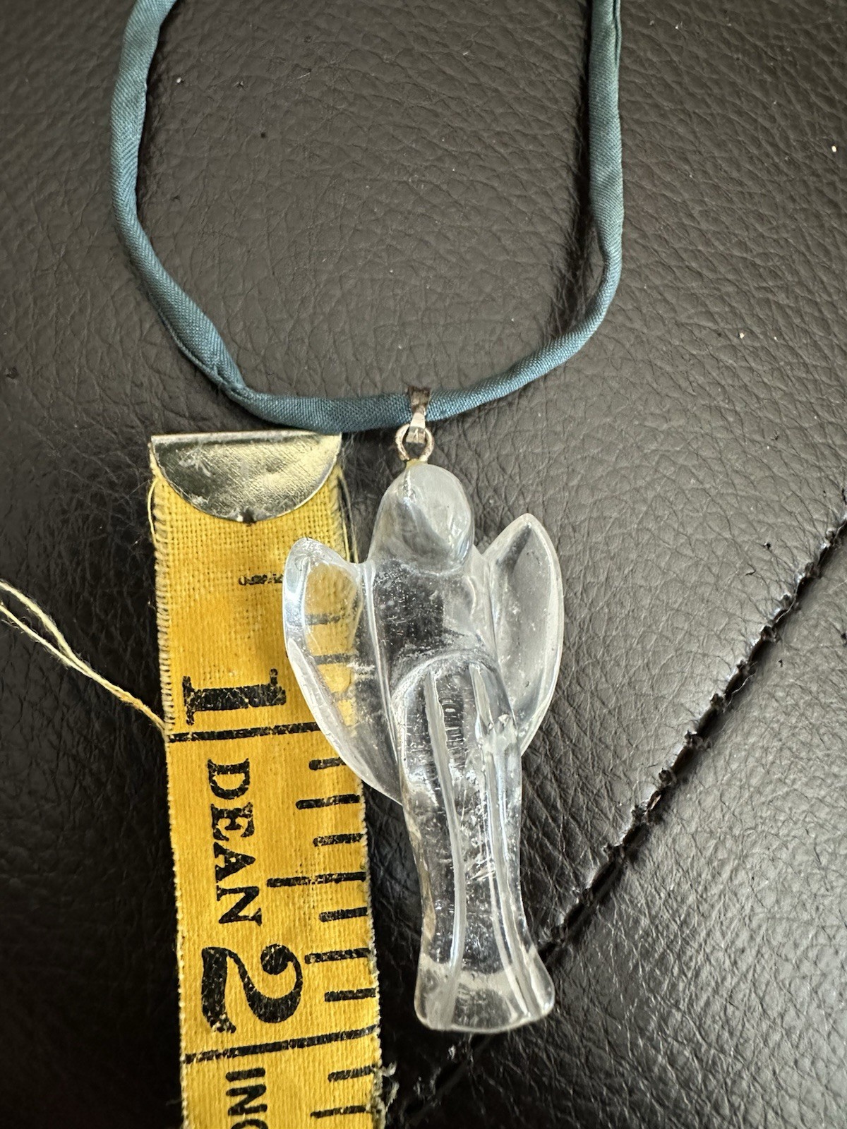 Blue Cord Chain Necklace Clear Acrylic Angel Charm Pendant 24 in Pendant Style