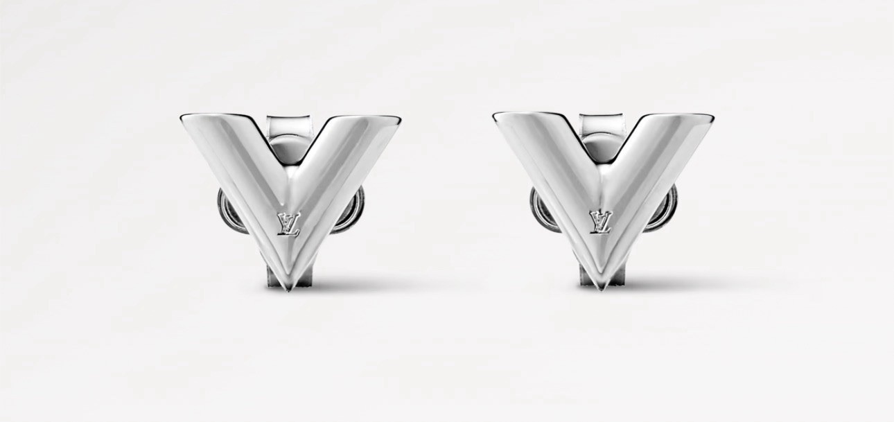 Louis Vuitton Essential V Stud Silver Earrings