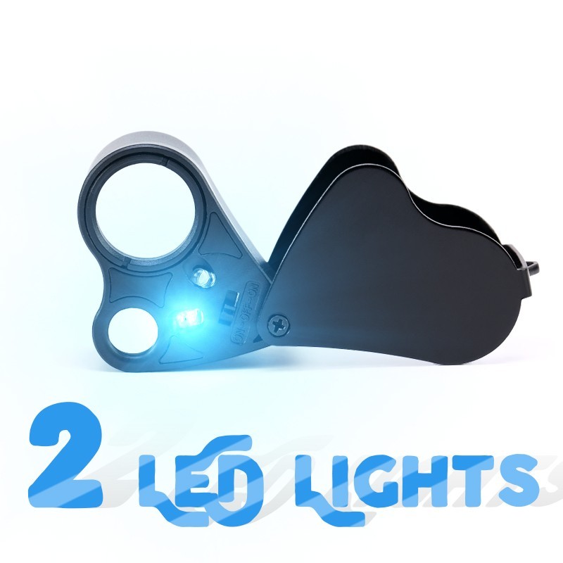 30X 60X Illuminated Jewelers Eye Loupe Foldable Magnifier Bright LED Light Gold