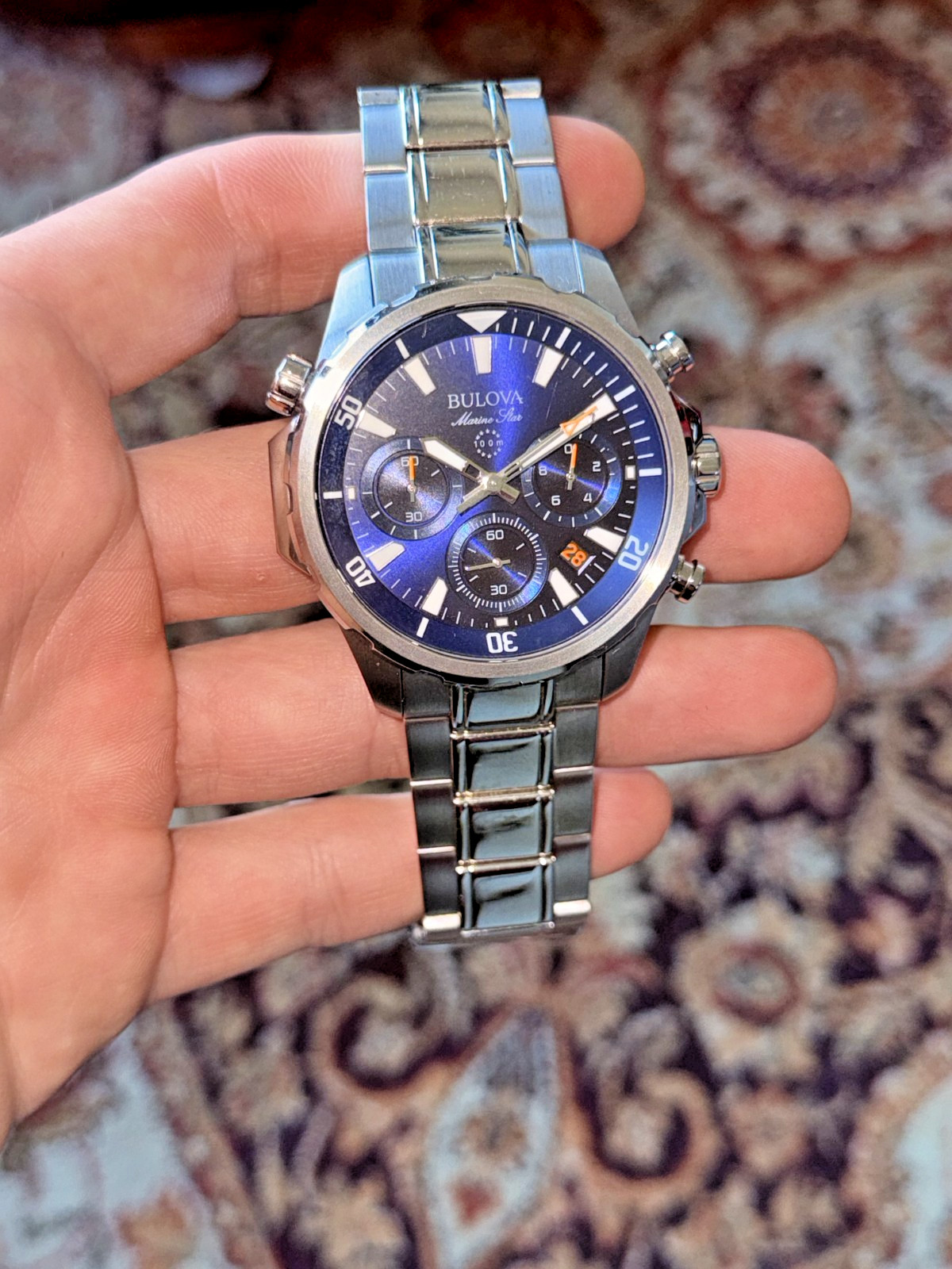 Bulova Marine Star Wristwatch for Men 43mm Case Stainless Steel, Stainless Steel
