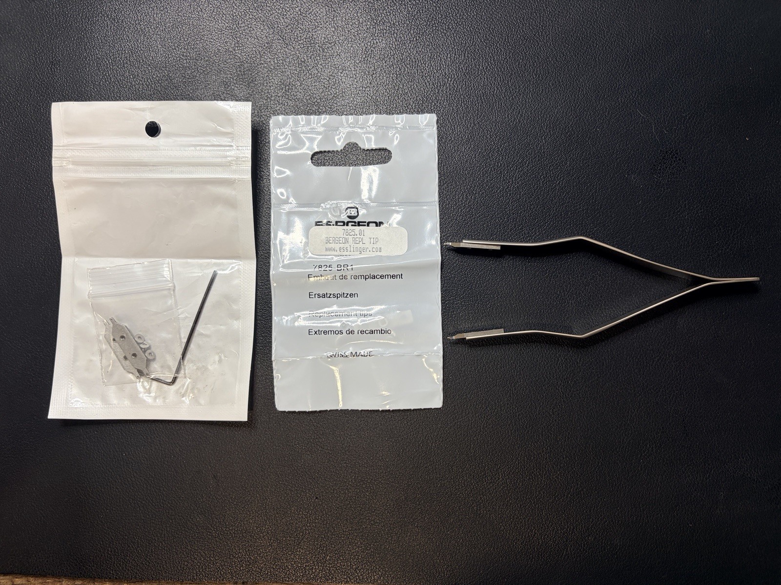 Bergeon 7825 Spring Bar Tweezers With New Replacement Tips