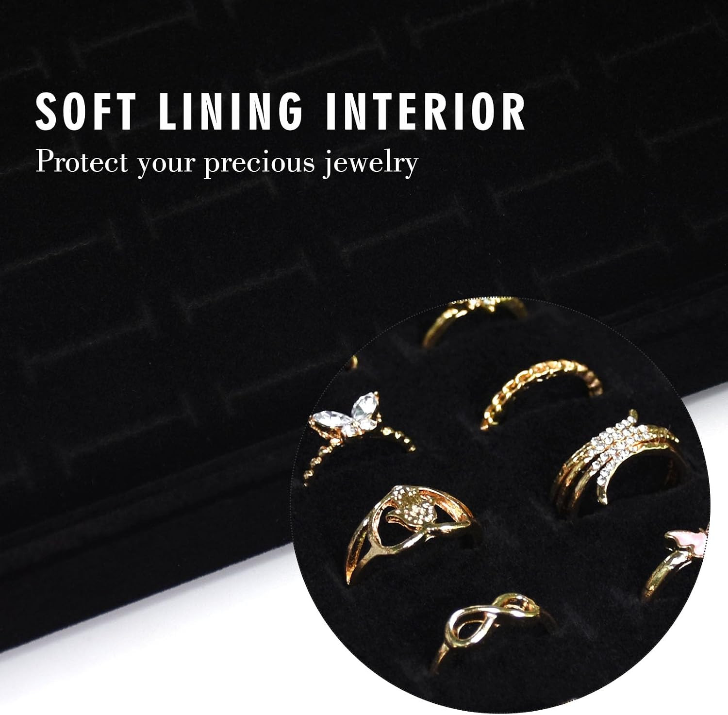 Velvet Ring Display Tray 100 Slot Jewelry Organizer Box Earring Holder Clear Lid