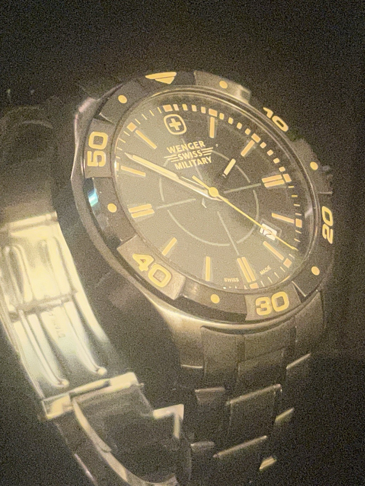 Wenger Swiss Military Alpine 79150 Black PVD 42mm Watch Box Papers New Battery