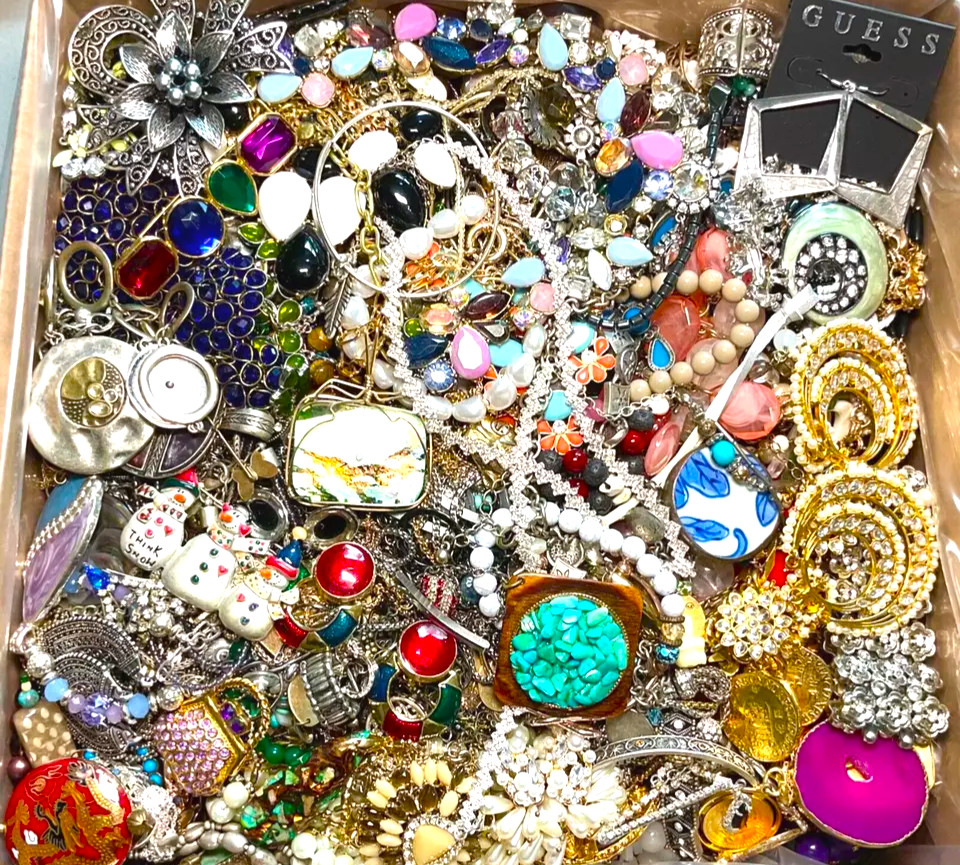 Huge Lot Jewelry 15 Pound Lbs Unsearched VTG Vintage Modern Junk & Wear Tangled