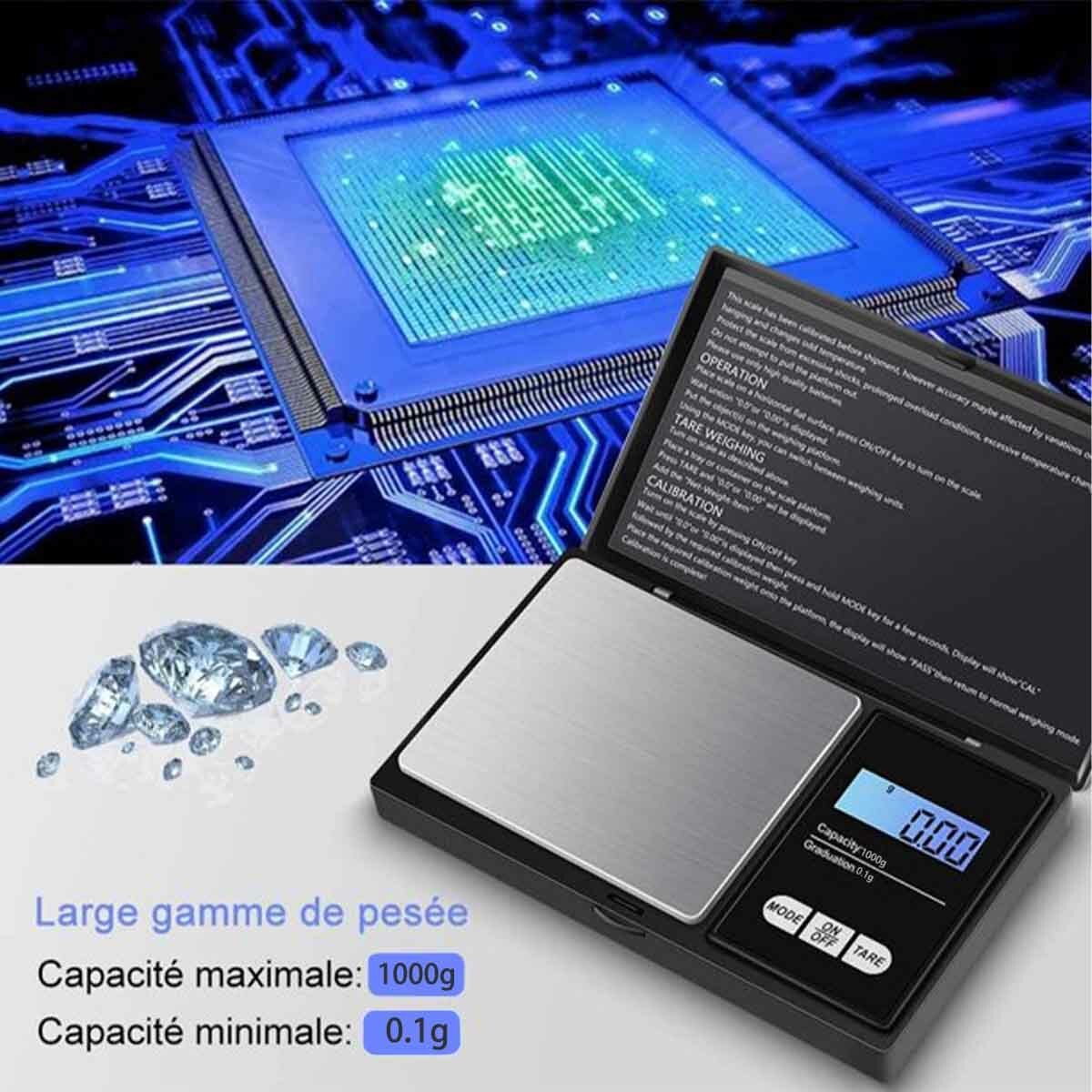 Digital Scale 1000g x 0.1g Precise, Healthy Eating Food Scale G, OZ, GN, CT, DWT