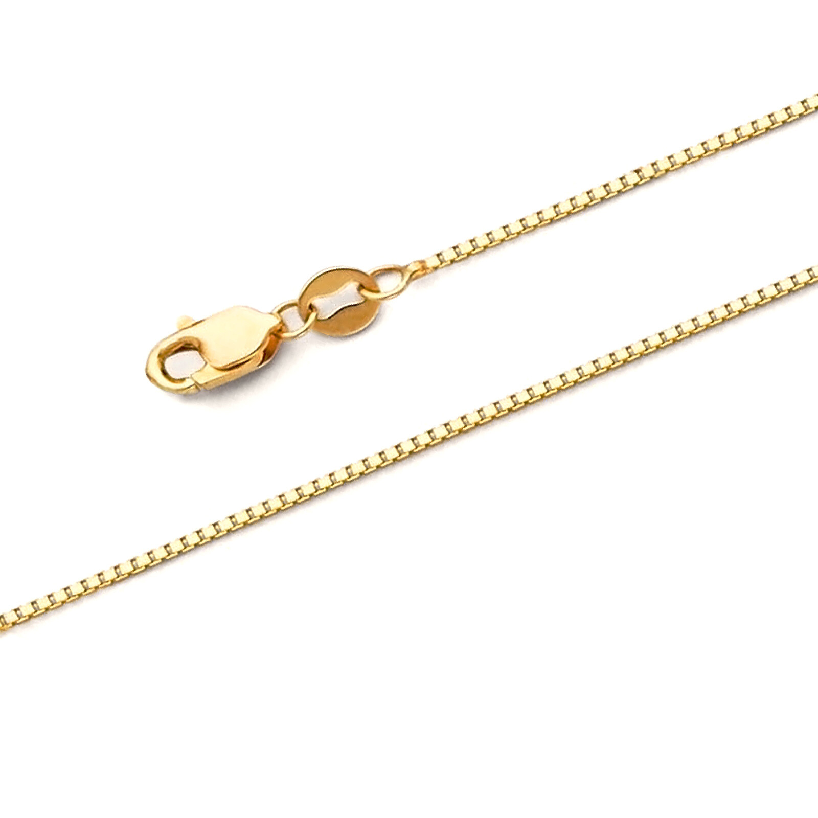 14k REAL Yellow Gold Solid Box Link Chain Necklace with Lobster Claw Clasp Gift
