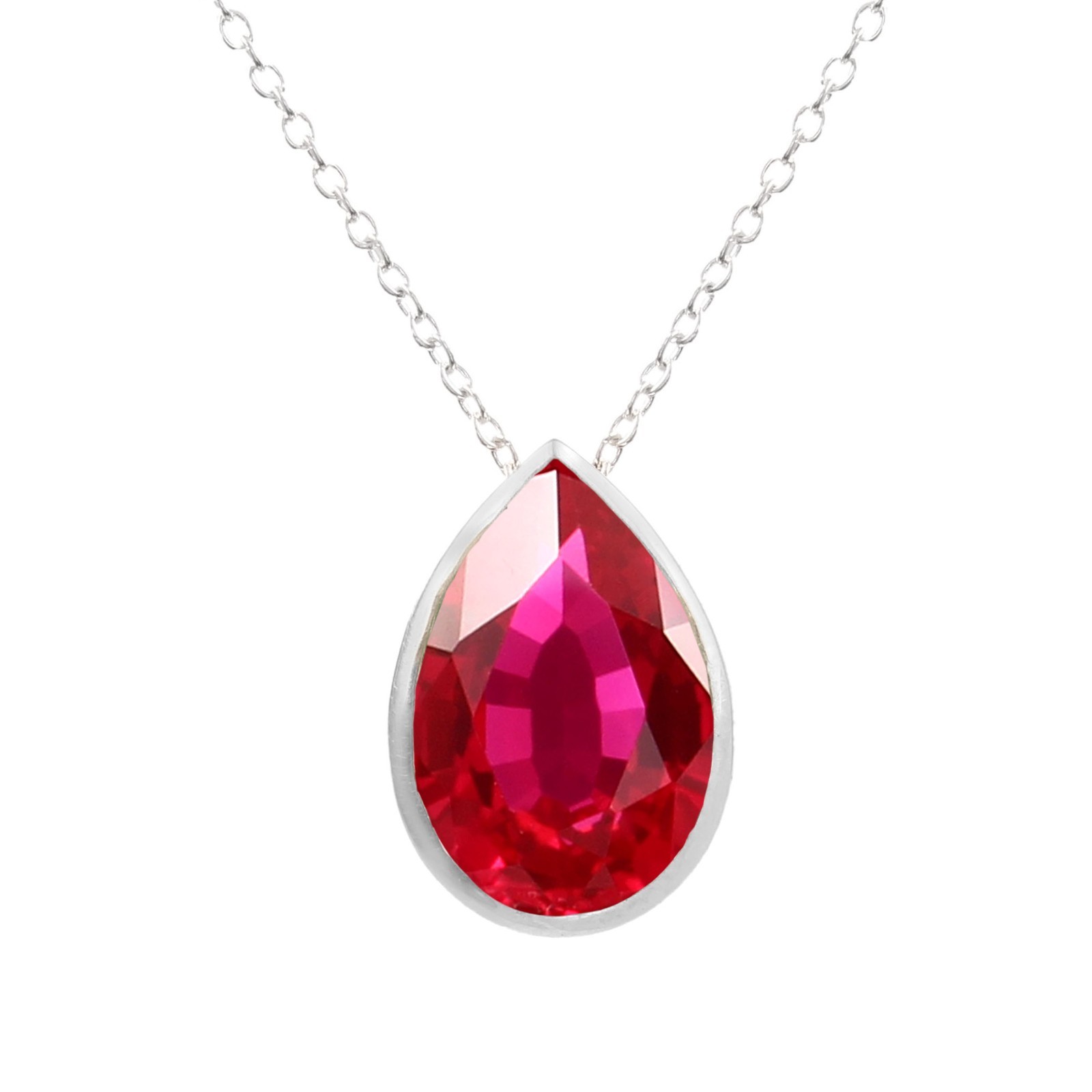 Fine Quality Flawless Burma Ruby Pendant, 925 Sterling Silver, 12×8 MM Pear