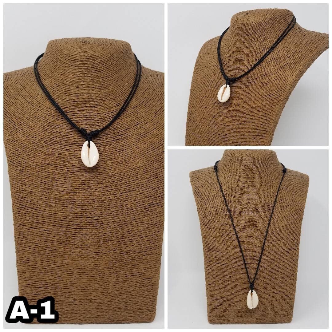 Cowrie Shell Choker Necklace Adjustable 16–30in Natural Sea Pendant Unisex A1–A5