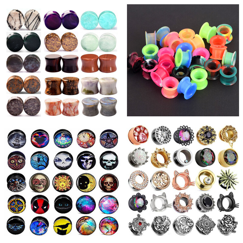 10-100Pairs Wholesale Ear Gauges Plugs Flesh Tunnels Ear Expander Piercing Set