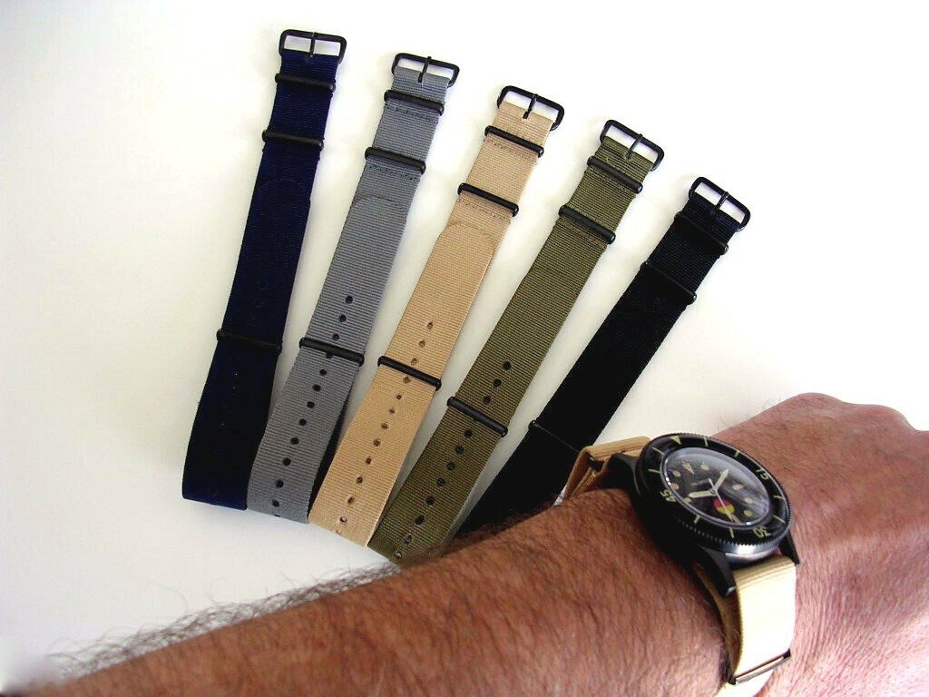 22mm NATO ® strap watch band Nylon PVD Military Sport stitched bonded IW SUISSE