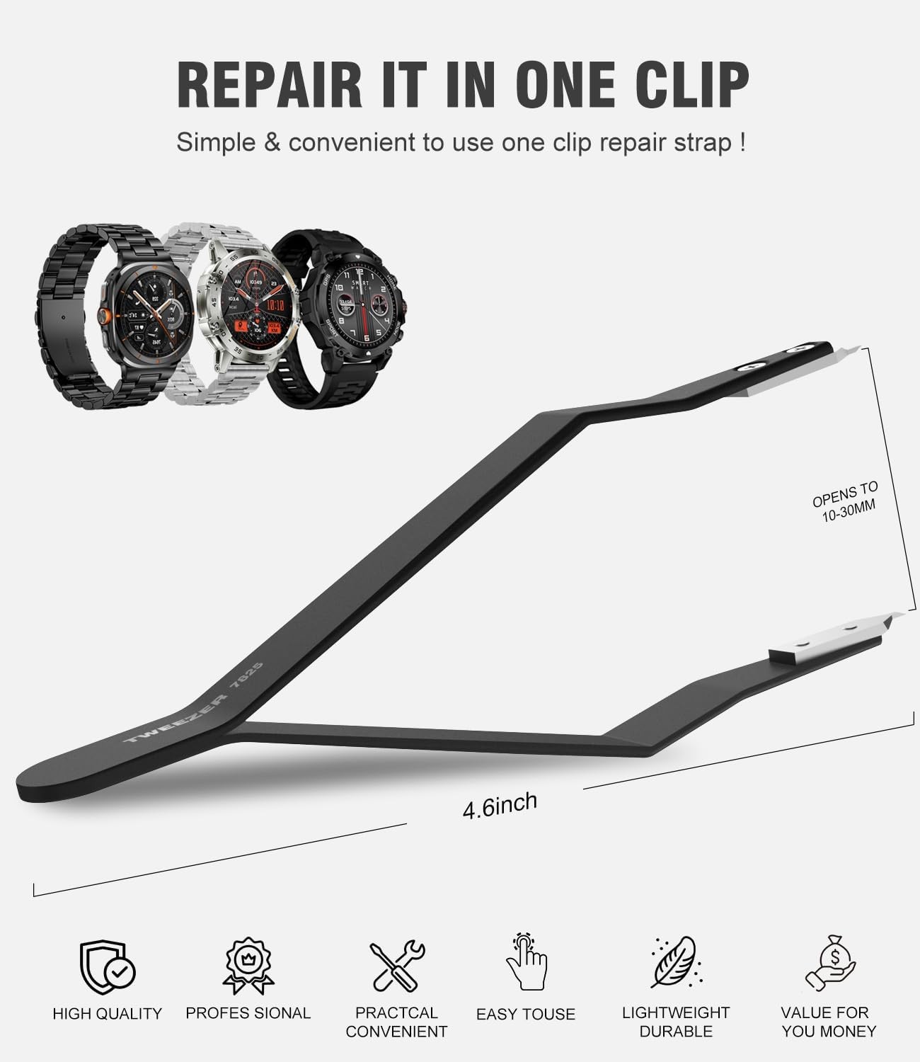 7825 Spring Bar Tweezer, Watch Spring Bar Plier Removal Tool for Watchmaker