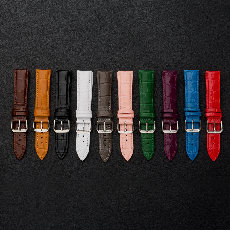 Alligator Grain Leather Watch Band Strap Pin Buckle Watch Accessories 10-24mm