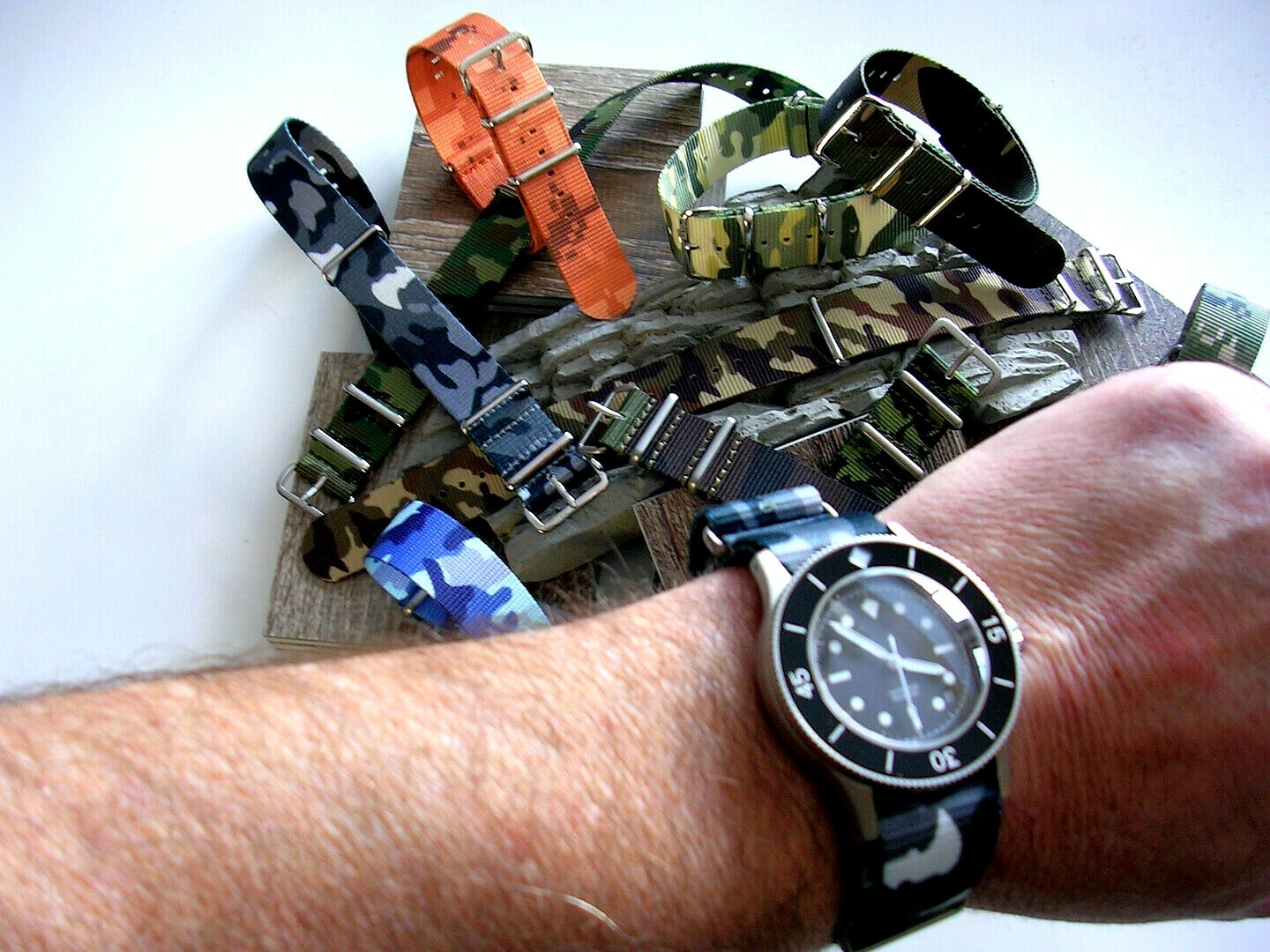 NATO ® CAMO Ballistic nylon G10 watchband Military strap RAF stitched IW SUISSE