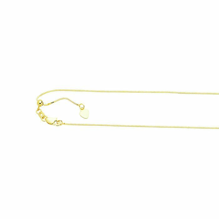 Solid Adjustable Classic Venetian Box Chain Necklace Real 10K Yellow Gold