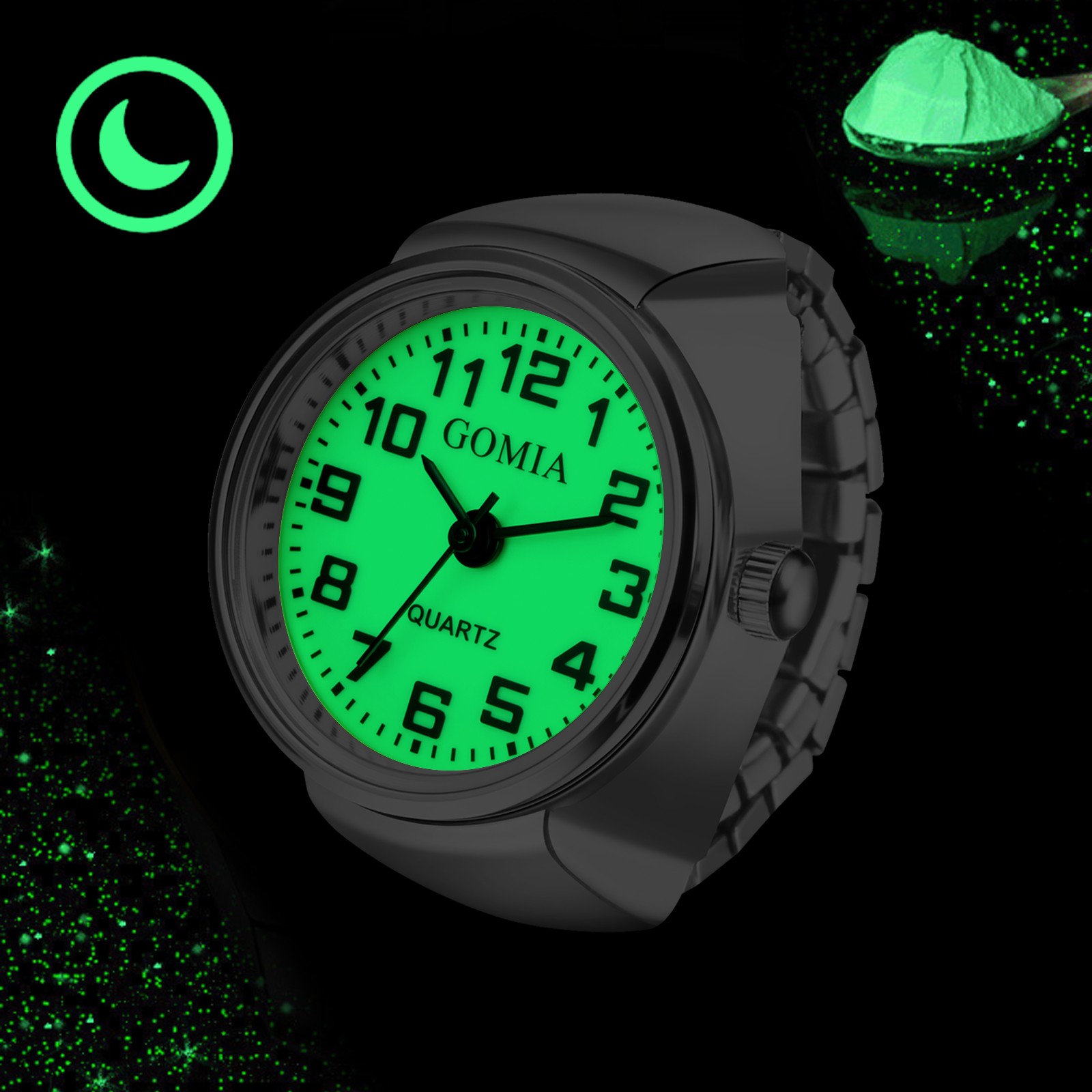 Luminous Elastic Finger Ring Quartz Watch Stretch Band Men Women Creative Gift