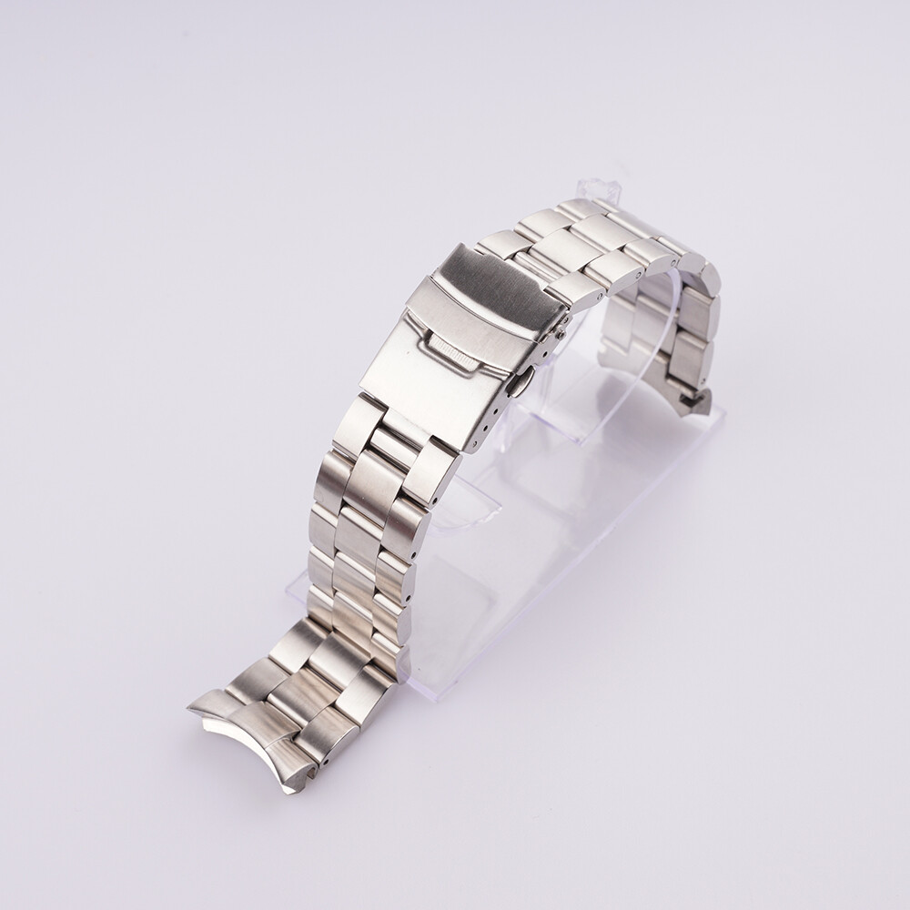 For Seiko SKX007 22mm Silver Brushed Steel Solid Curved WatchBand Bracelet Strap