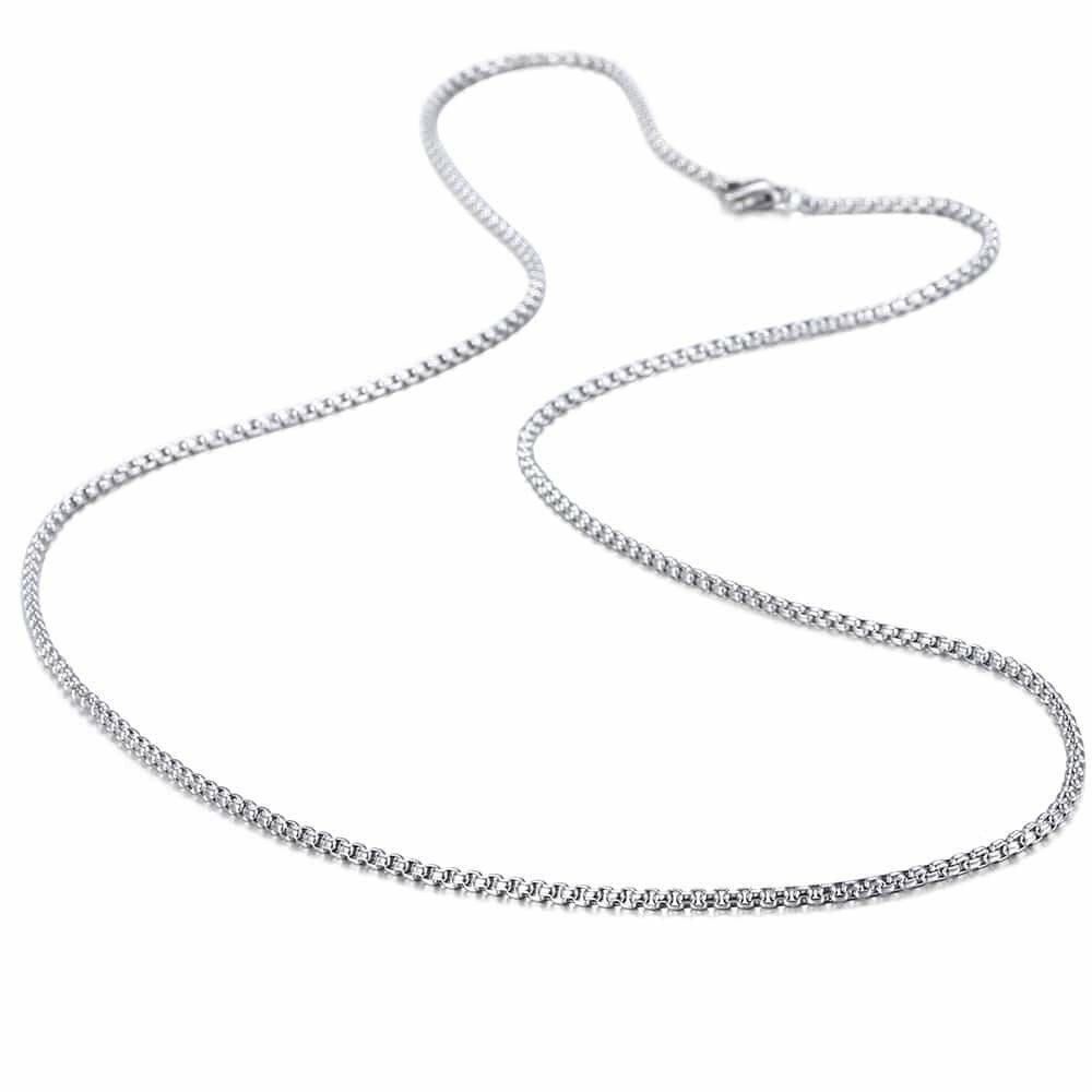 USA 1.5/2/3/4mm Round Box Chain Necklace Stainless Steel Link Men Women 18-28″