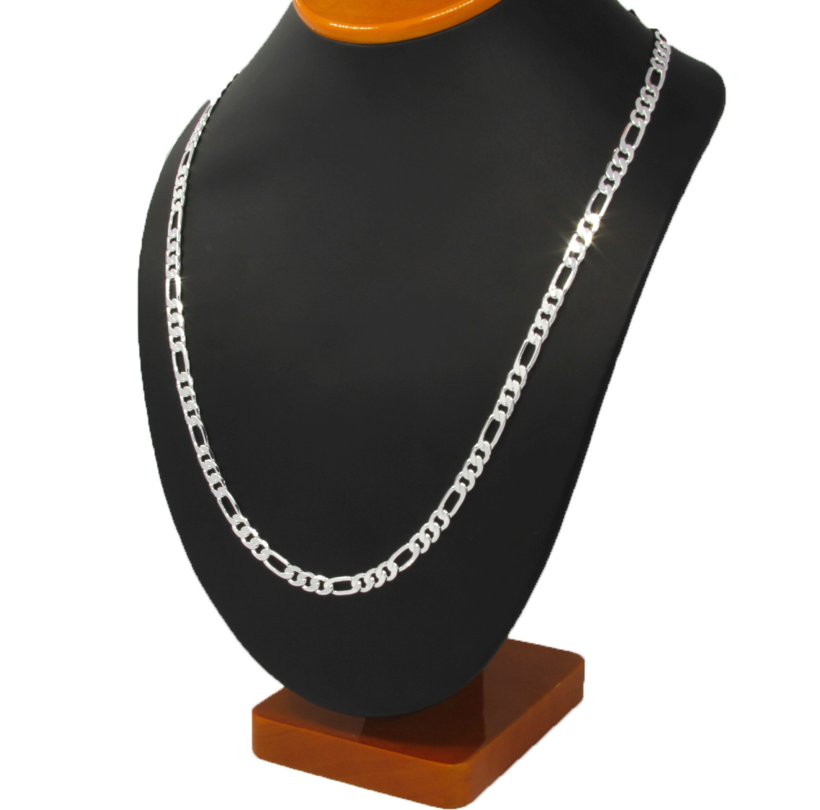 Men Silver Plated 3mm To 12mm Figaro Link Necklace Chain 24 Or 30 Inch
