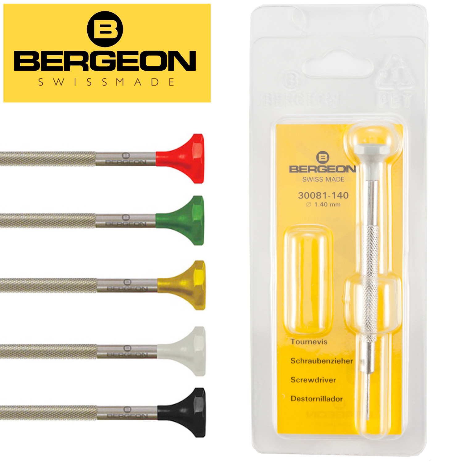 Bergeon 30081 Watchmaker’s Flat Head Screwdrivers, Size 0.5mm – 3.00mm – NEW!