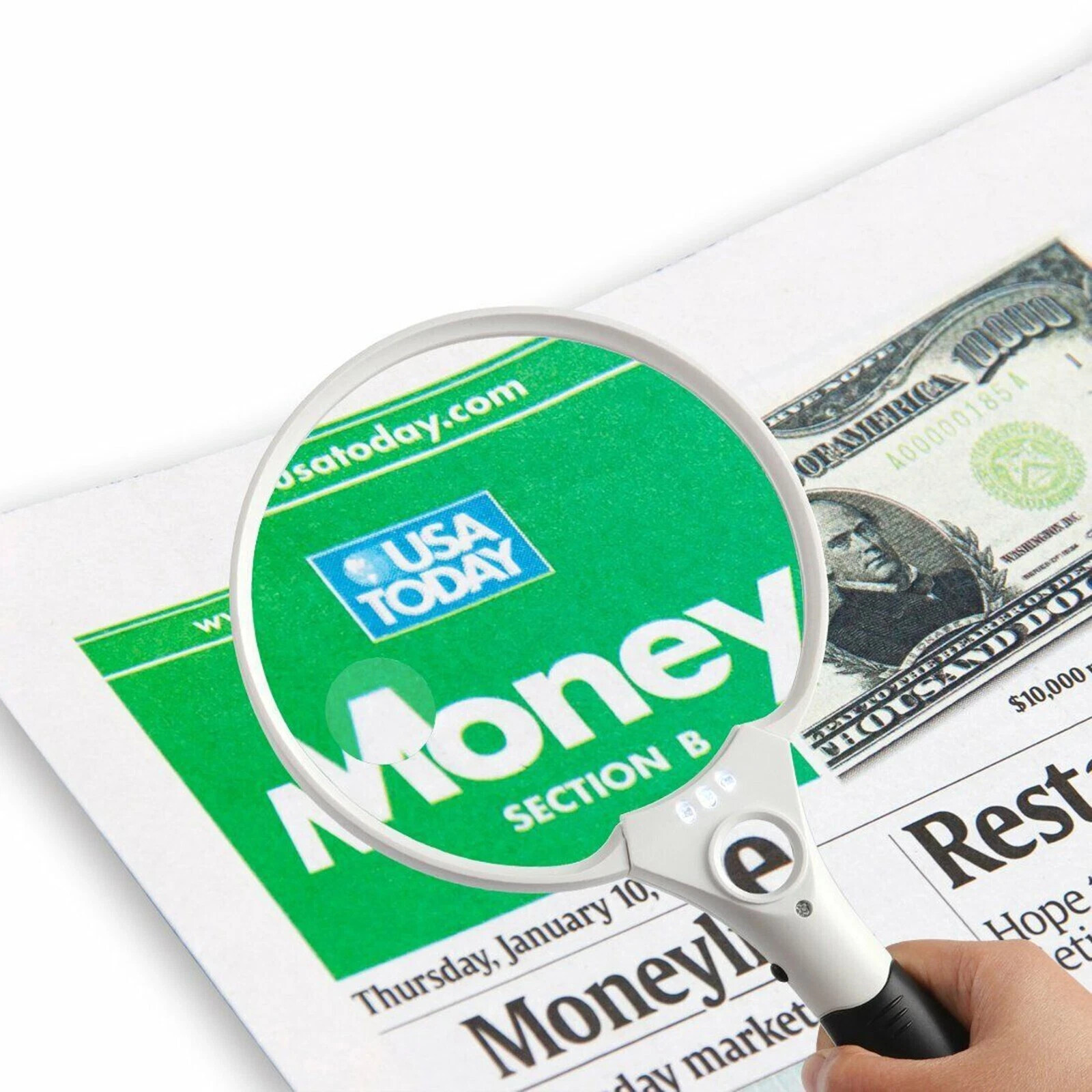 45X Magnifying Glass Handheld Magnifier 3 LED Light Reading Lens Jewelry Loupe