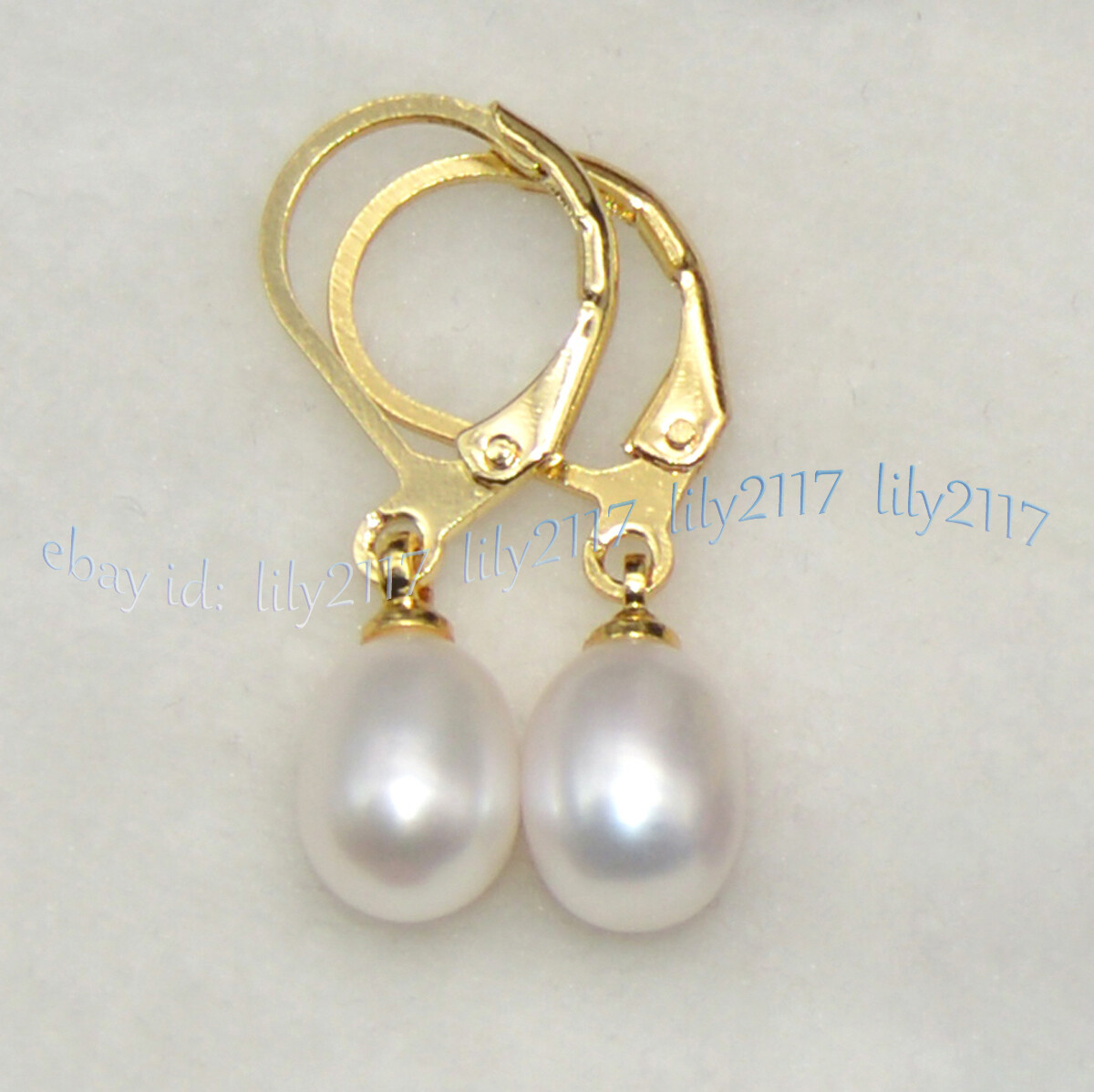 Multicolor 7-8mm Natural Freshwater Rice Pearl Dangle Gold Leverback Earrings