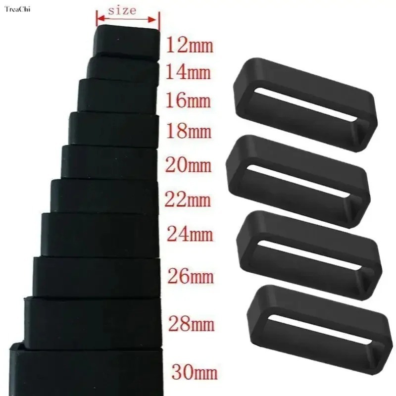 4-Pack Silicone Watch Strap Band Hoop Loop Retainer Buckle Holder Ring Keeper