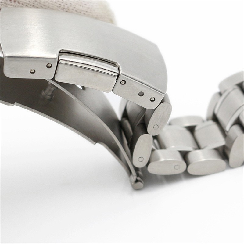 Quality 5 Beads Solid Stainless Steel Watch Strap Edge Buckle Brushed Band 16-24
