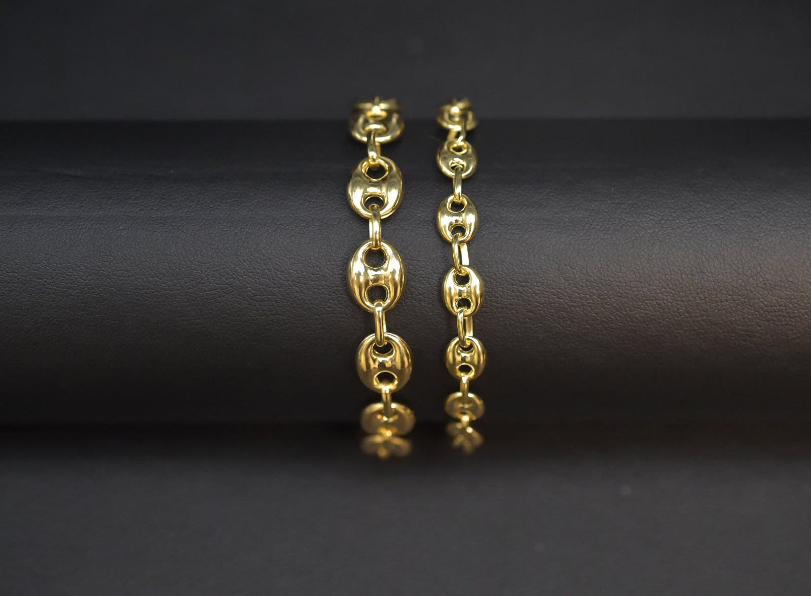 14K Real Gold Puffed Mariner Bracelet, 14K Gold 4.5mm – 9mm Puffed Mariner