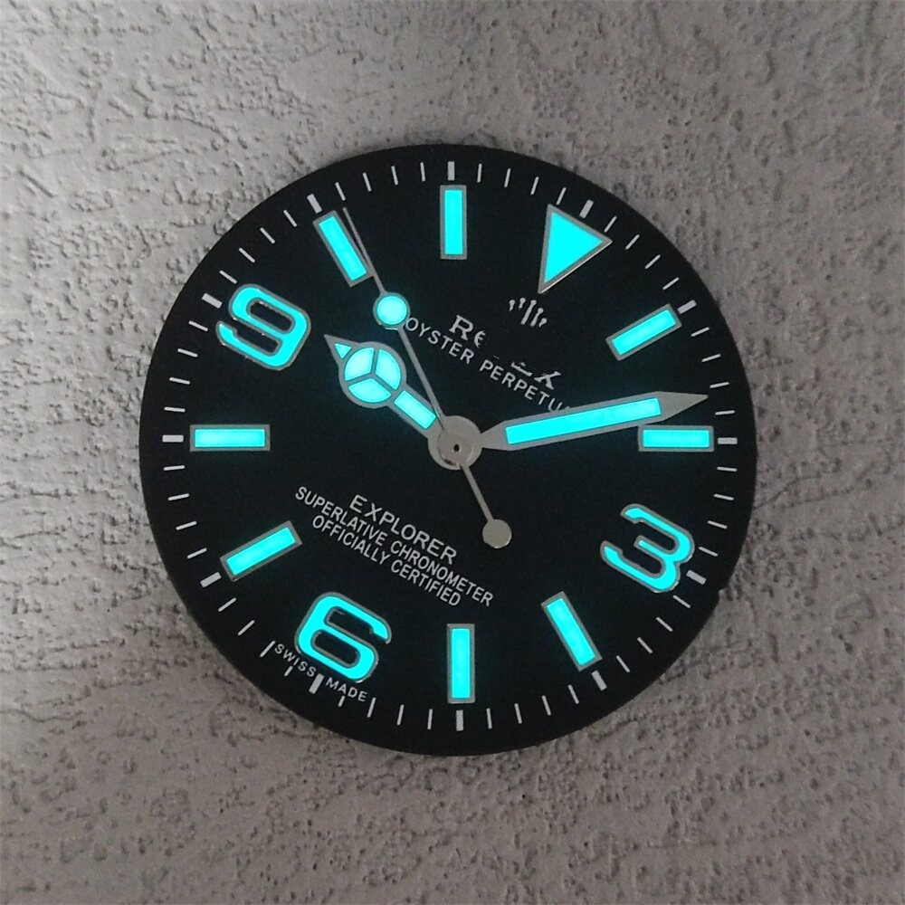 28.5mm Black Watch Dial Ice Blue Lume for Nh35 8215 Movement Watch Parts