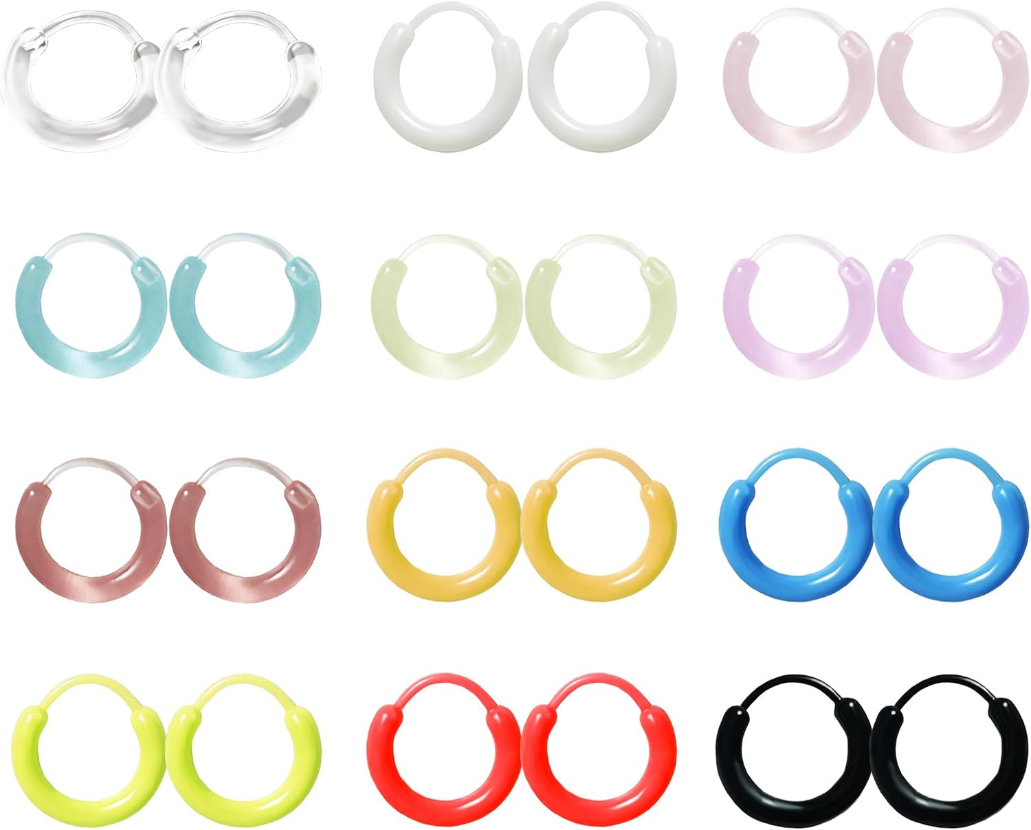 12 Pairs Plastic Hoop Earrings for Sensitive Ears Clear Hoops for Women