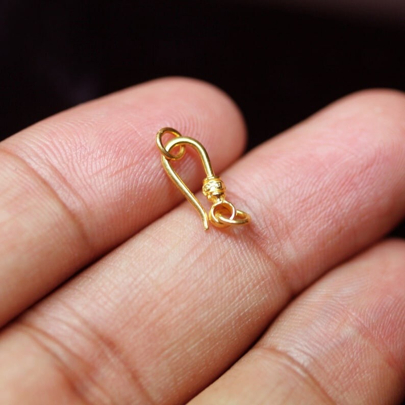 Tribal Hook 18k Solid Gold Clasp Handmade Old Fashioned 11mm x 5mm