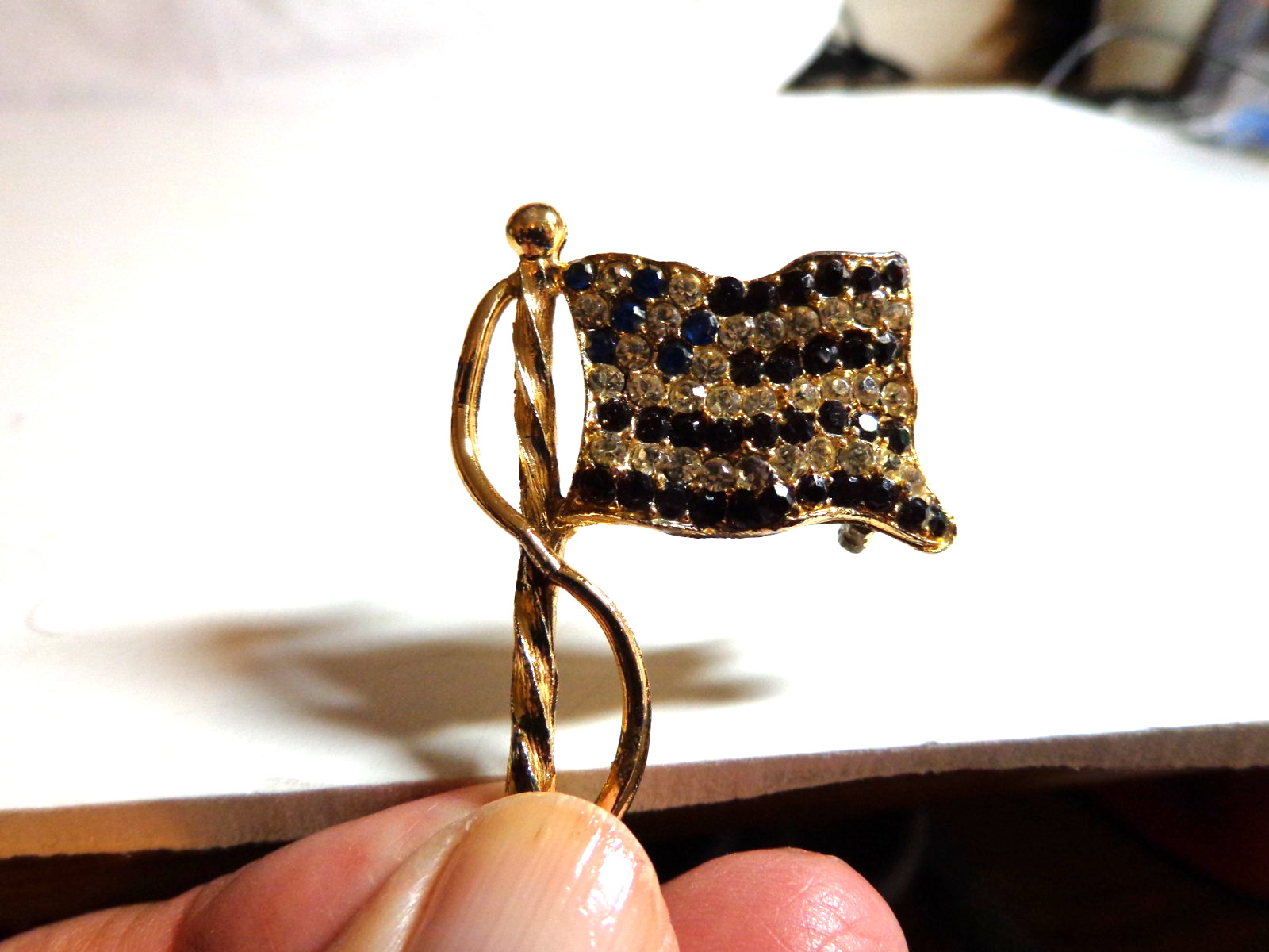 United States Flag Pin with Rhinestones