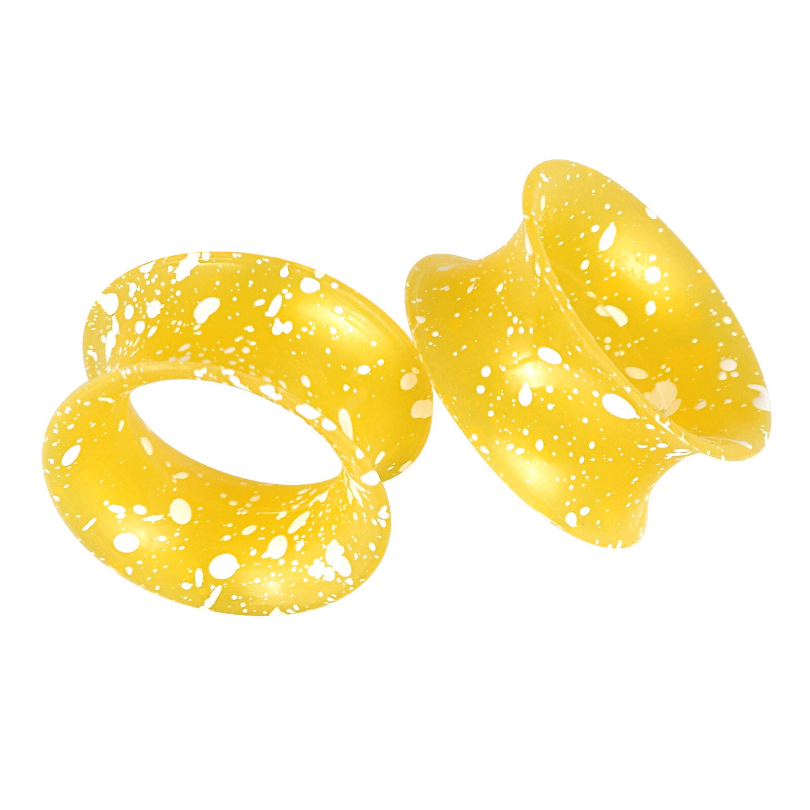PAIR White Dot Thin Silicone Flexible Ear Tunnels Plugs Gauges Expander 2g-3/4″