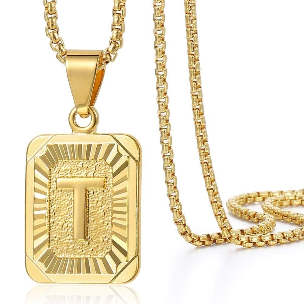 Trendsmax Initial R Pendant Necklace Gold Plated Stainless Steel 22inch
