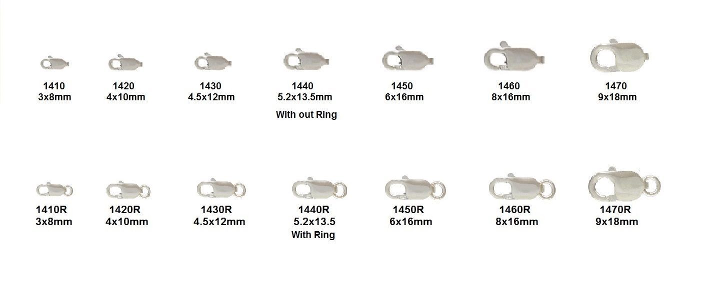 Sterling Silver, 925 Lobster Claw Clasp 2 styles – 7 sizes 8mm – 18mm 1 PC-10 PC