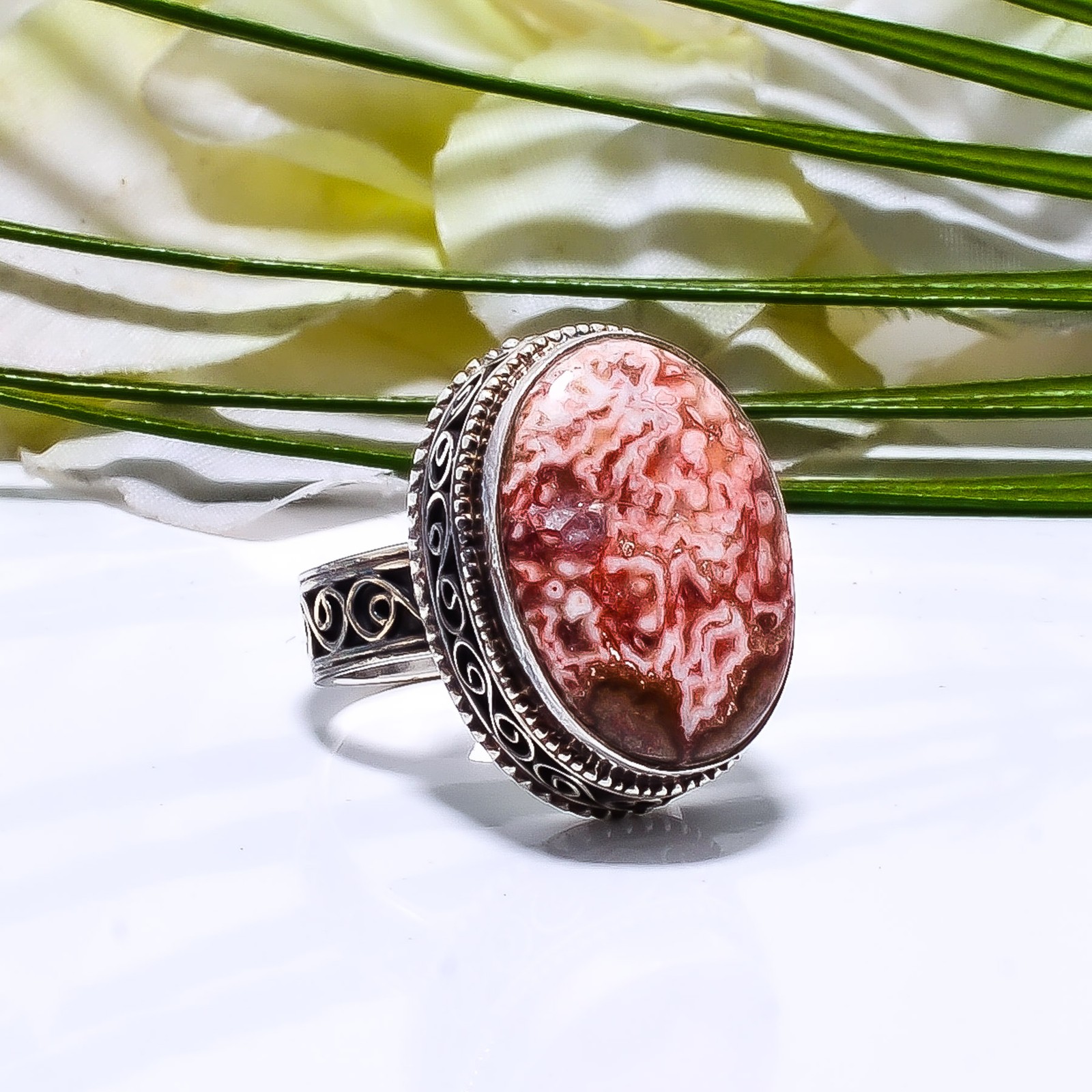 Rosetta Jasper – United State 925 Sterling Silver Ring S.8 R115480